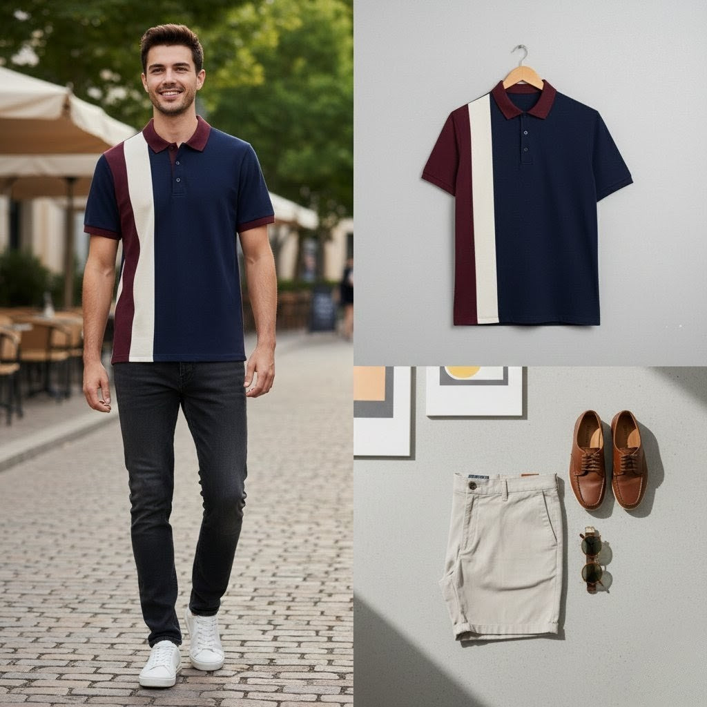 Premium Men’s Color-Block Polo